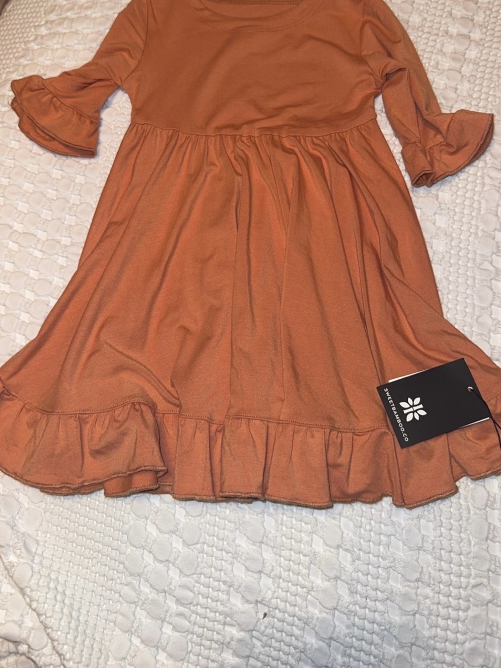 Children's Ruffle Hem Casual Dress - Unbranded Rust Orange